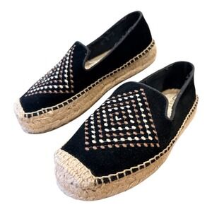Jack Rogers Luna Suede Espadrilles Embroidered Geometric Design Women's Size‎ 6M